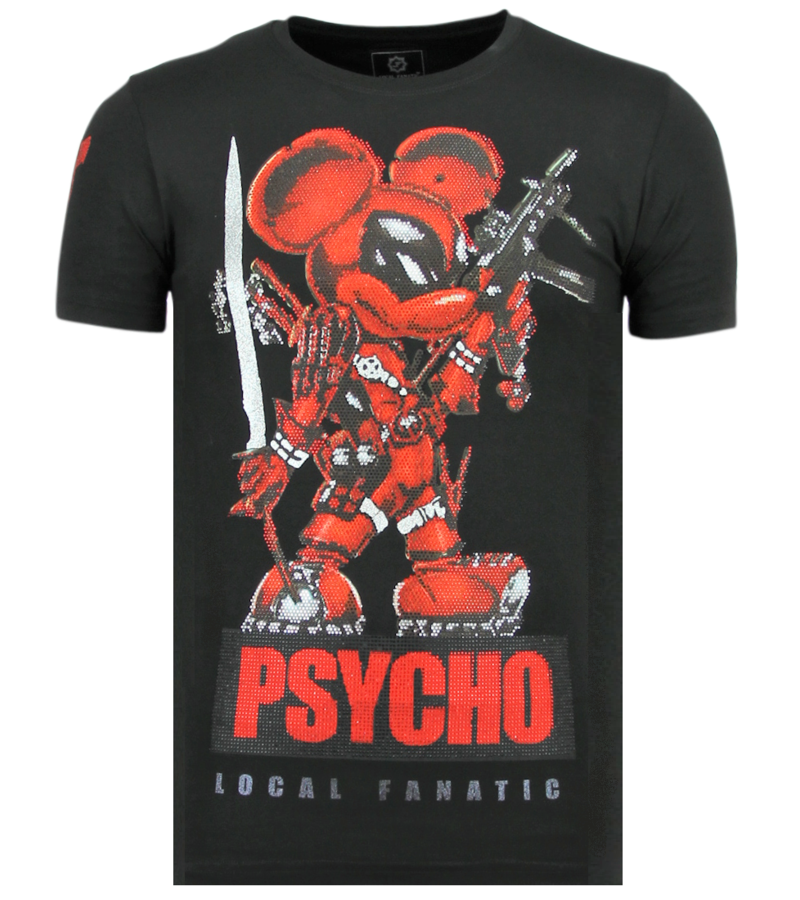 Local Fanatic Psycho Mouse - Tryckt T-shirt Herr - 6321Z - Svart