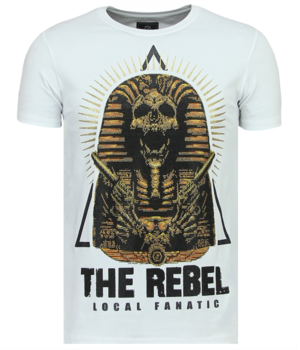 Local Fanatic Rebel Pharaoh Rhinestones - Exklusiv T-shirt Herr - 6322W - Vit