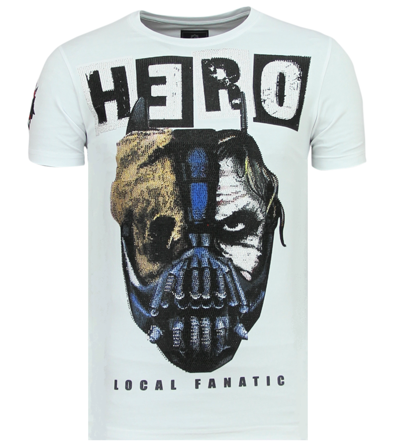 Local Fanatic Hero Mask Rhinestones - Sommar T-shirt Man - 6323W - Vit