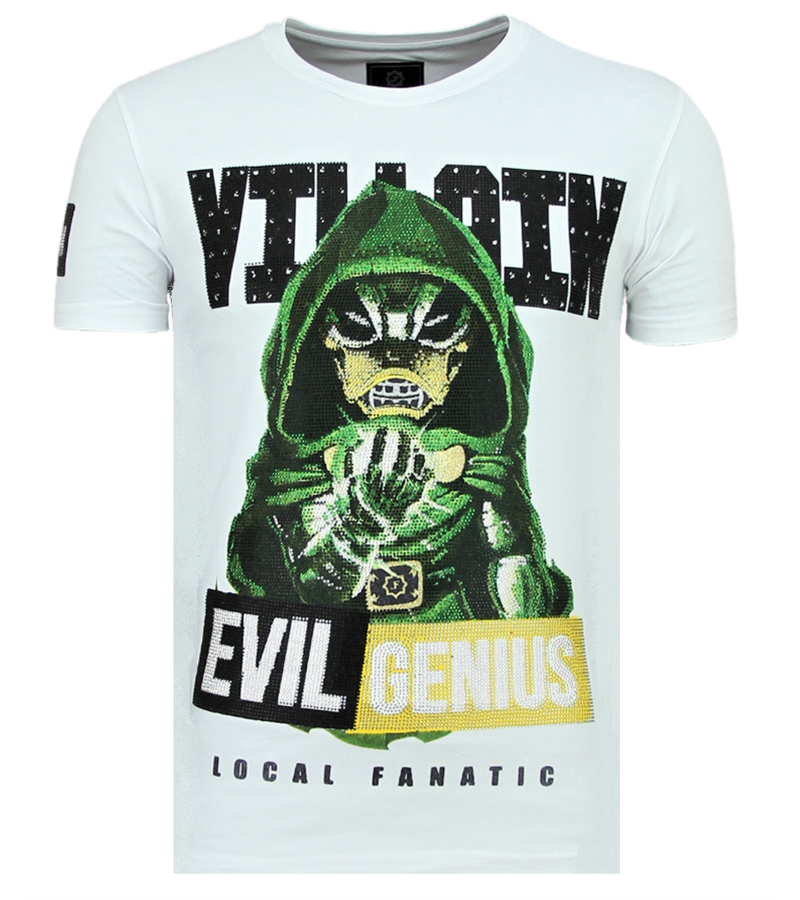 Local Fanatic Villain Duck Rhinestones - T shirts På Nätet Herr - 6325W - Vit