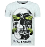 Local Fanatic Skull Snake Rhinestones - Dödshuvudet T-shirt Herrar - 6326W - Vit