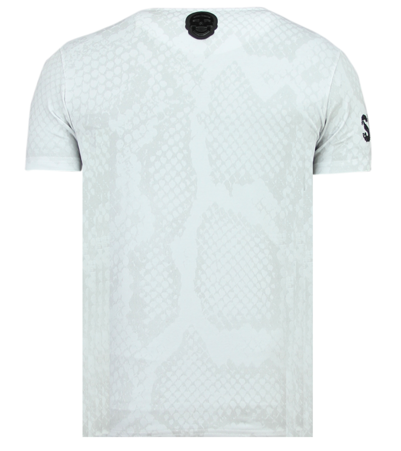 Local Fanatic Skull Snake Rhinestones - Dödshuvudet T-shirt Herrar - 6326W - Vit