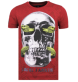 Local Fanatic Skull Snake Rhinestones - T-shirt Herrar Dödshuvudet - 6326B - Bordeaux