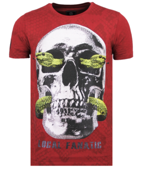 Local Fanatic Skull Snake Rhinestones - T-shirt Herrar Dödshuvudet - 6326B - Bordeaux