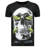 Local Fanatic Skull Snake Rhinestones - T-shirt Herrar - 6326Z - Svart