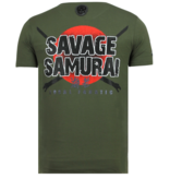 Local Fanatic Savage Samurai Rhinestones - Herr T-shirt - 6327G - Grun