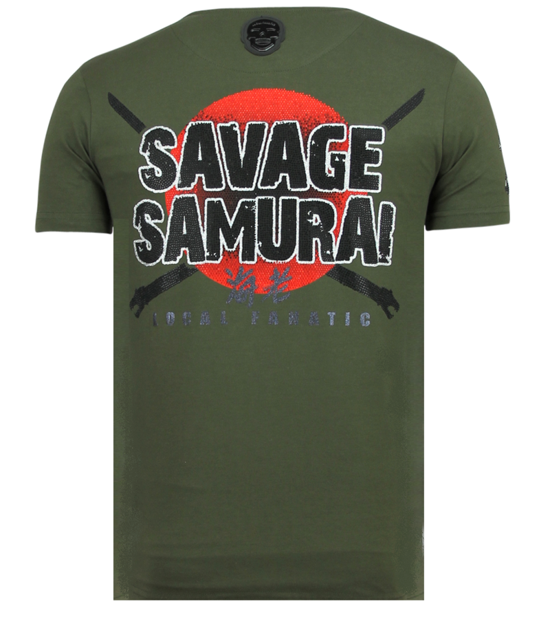 Local Fanatic Savage Samurai Rhinestones - Herr T-shirt - 6327G - Grun