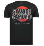 Local Fanatic Savage Samurai Rhinestones - T-shirt Herr - 6327Z - Svart