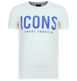 Local Fanatic T Shirt ICONS Print - Tröjor Till Män New - 6361W - Vit