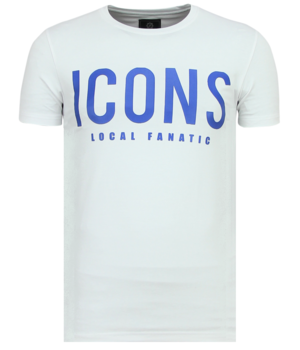 Local Fanatic T Shirt ICONS Print - Tröjor Till Män New - 6361W - Vit