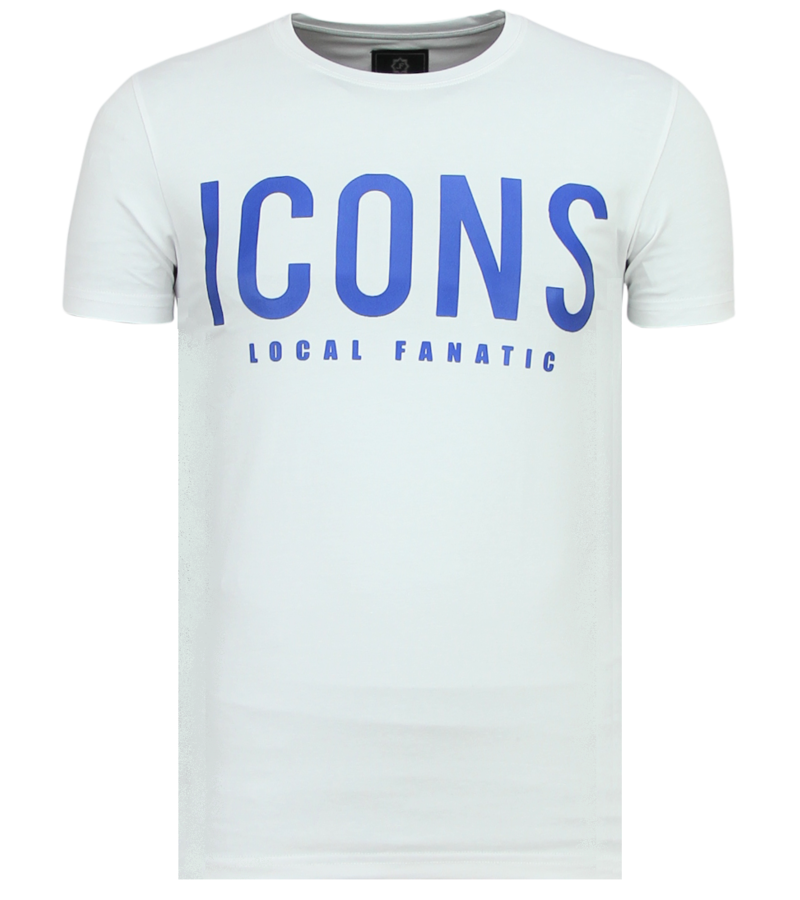 Local Fanatic T Shirt ICONS Print - Tröjor Till Män New - 6361W - Vit