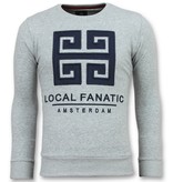 Local Fanatic Greek Border Sweater - Tryck På Tröja Man - 6350G - Grå