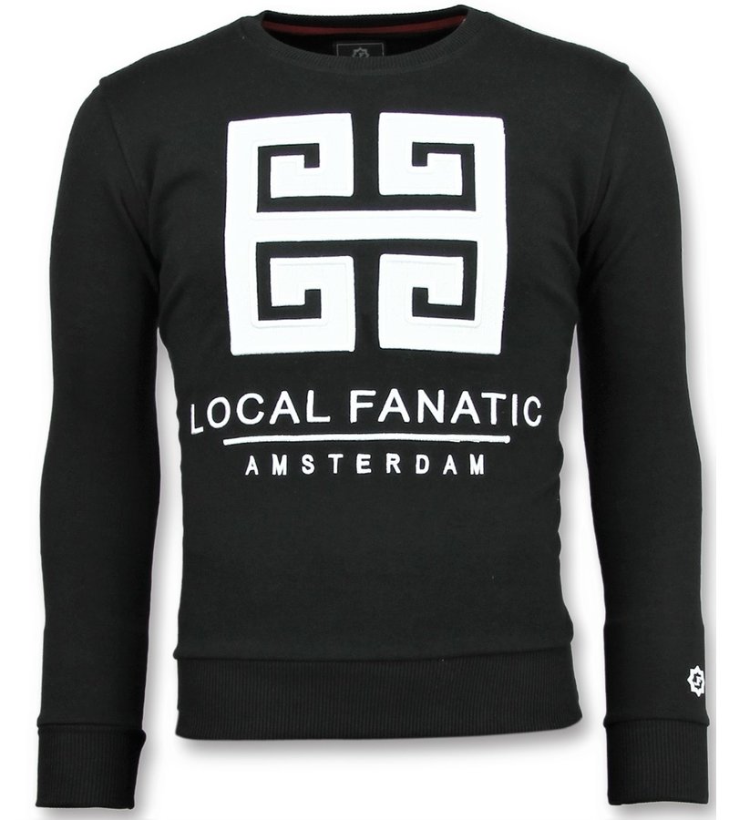 Local Fanatic Greek Border Sweater - Tryck På Tröja Herr - 6350Z - Svart