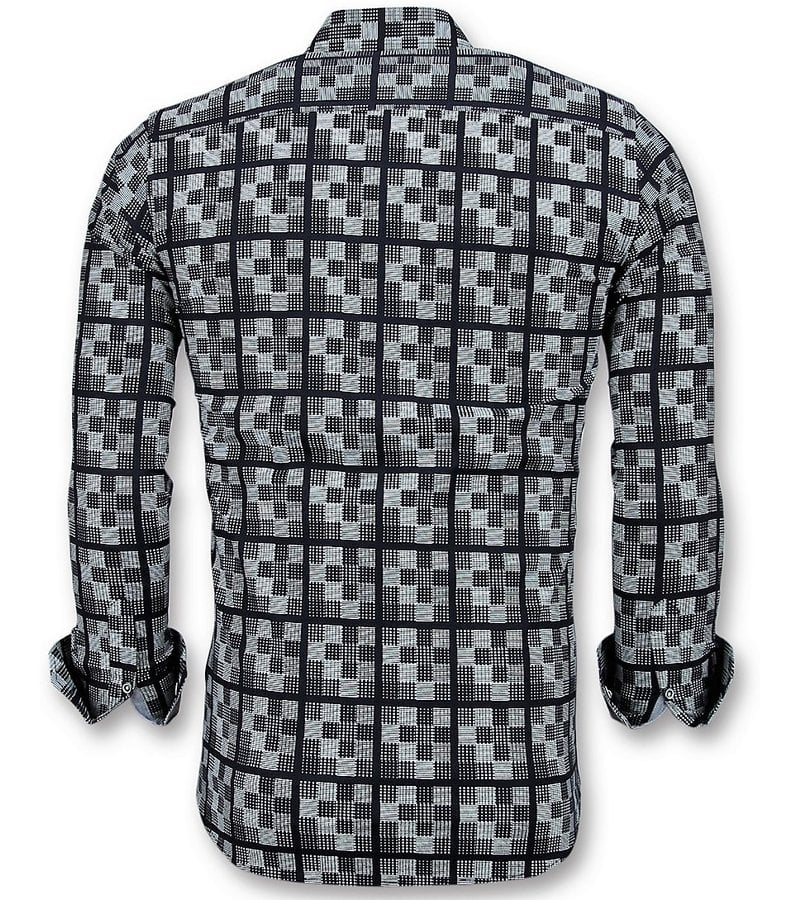 Gentile Bellini Italienska Skjortor För Män - Schess Motif Blouse - 3020 - Blå