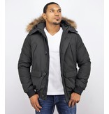 Enos Trendiga vinterjackor - Herrjacka Med Pälskrage - 8002APM - Svart