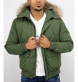 Enos Trendiga vinterjackor - Manjacka Med Pälskrage - 8002BPMG - Grön