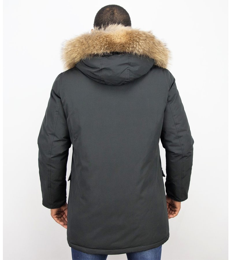 Enos Herr Vinter Jackor - Parkas Herr med Pälskrage - PI-7003Z - Svart