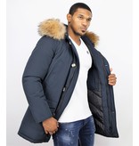 Enos Vinterjacka Herr -  Parkas Herr med Pälskrage - Jacka Herr - PI-7003B - Blå