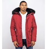 Enos Jacka Med Fuskpälskrage - Man Tjocka Vinterjackor - CA-7023B - Röd