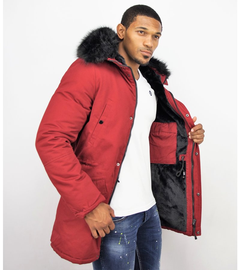 Enos Jacka Med Fuskpälskrage - Man Tjocka Vinterjackor - CA-7023B - Röd