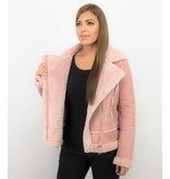 Z-design Biker Jacka Lammy Coat - Suede Jacka Damer - G23R - Rosa