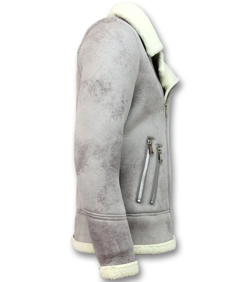 Enos Shearling jacket Herr - Fake Fur Jacka  - Grå