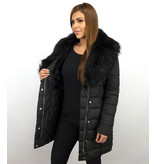 Adrexx Lång jacka med faux fur jacket - Parkas Dam - Svart