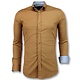 Italienska Tomma Skjortor Män - Slim Fit Casual - 3033 - Brun