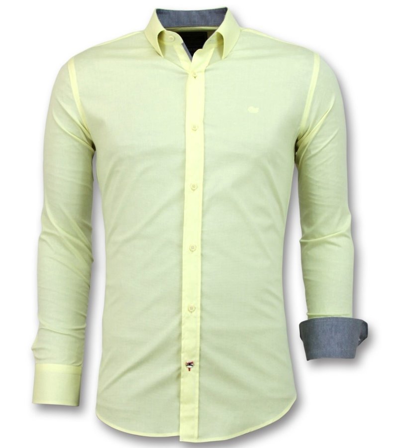 Gentile Bellini Italienska Blanco Blouse Män - Herrskjorta Långärmad - 3035 - Gul