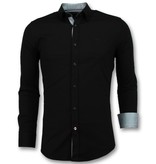 Gentile Bellini Italienska Blanka Blusar Män - Slim Fit Skjortor Business - 3036 - Svart Gentile Bellini Italienska Blanka Blusar Män - Slim Fit Skjortor Business - 3036 - Svart