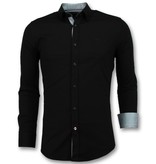 Gentile Bellini Italienska Blanka Blusar Män - Slim Fit Skjortor Business - 3036 - Svart