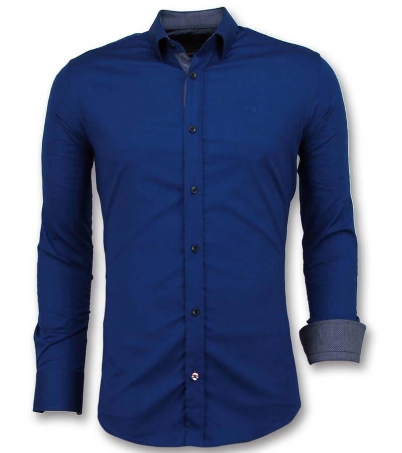 Gentile Bellini Slim Fit Herrtröjor För Män - Blank Blus Företag - 3041 - Blå