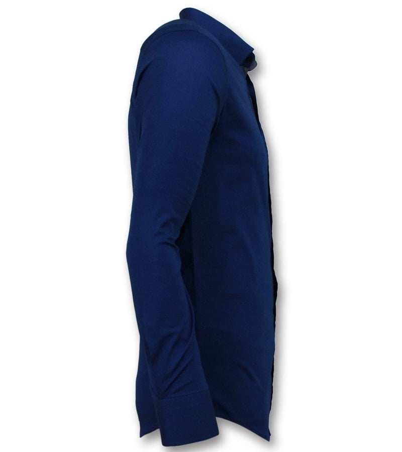 Gentile Bellini Slim Fit Herrtröjor För Män - Blank Blus Företag - 3041 - Blå