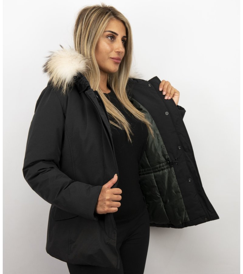 Matogla Exklusiv trendig Damer Fur Coat - Wooly Jacka Kort - 5897Z- Svart