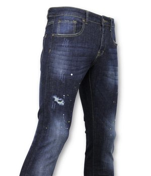 True Rise  - D&Co Grundläggande Pants Män - Jeans med färgfläckar - D3068 - Blå