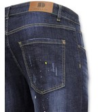 True Rise  - D&Co Grundläggande Pants Män - Jeans med färgfläckar - D3068 - Blå