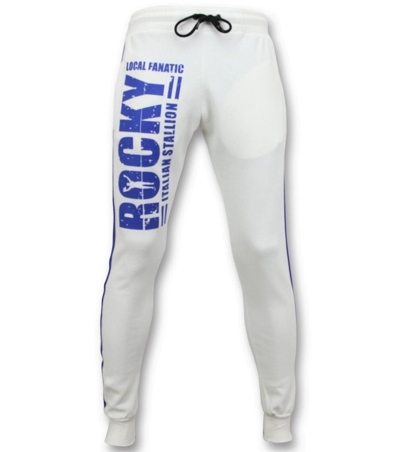 Local Fanatic Exklusivt Mäns Training Pants - Italiensk hingst Rocky Balboa - Vit