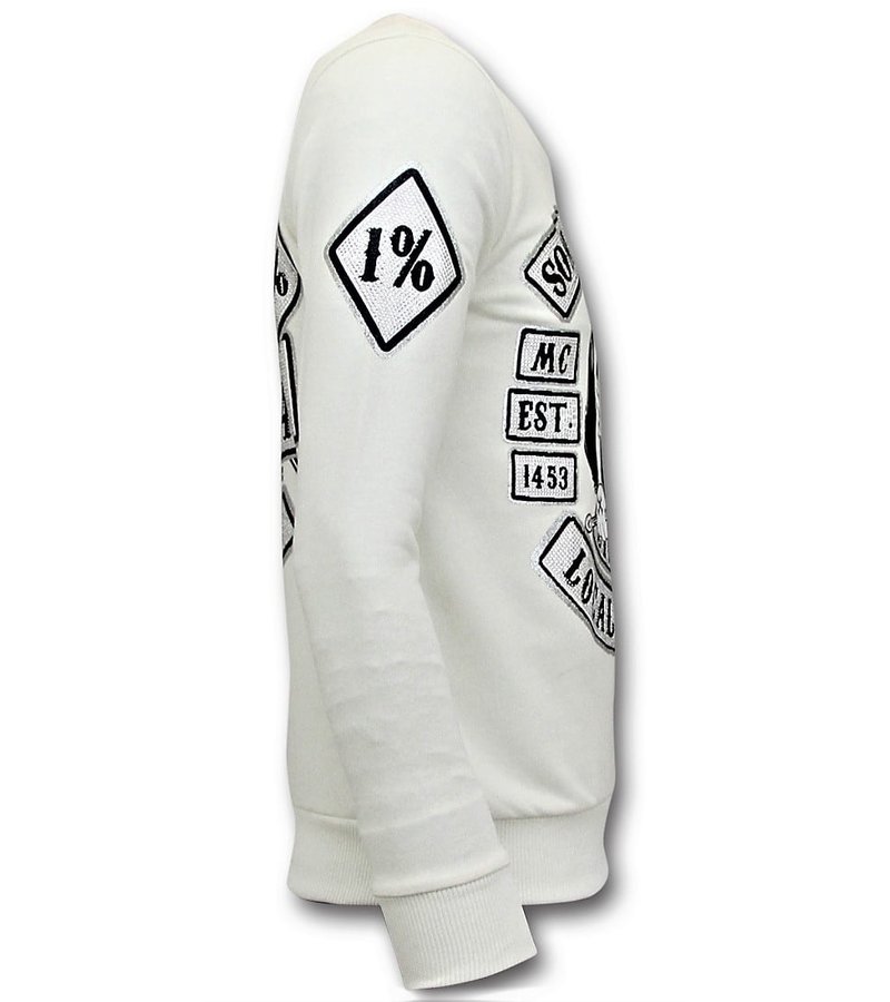 Local Fanatic Strass Sweater Män - Sons of Anarchy Tröja - Vit