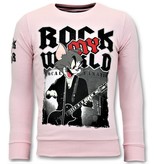 Local Fanatic Lyx Pullover - Rock My World Cat - Pink