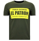 Local Fanatic Mens T-shirt Print - Pablo Escobar El Patron - Grön