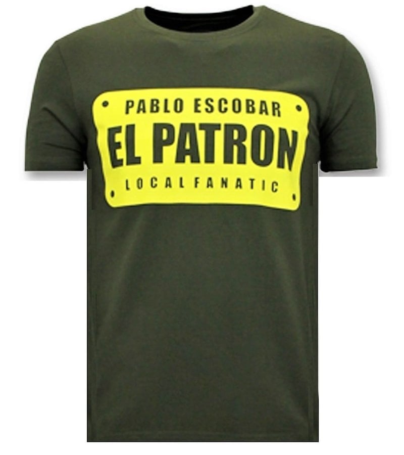 Local Fanatic Mens T-shirt Print - Pablo Escobar El Patron - Grön