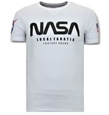 Local Fanatic T-shirt Män med Push - Nasa amerikanska flaggan tröja - vit