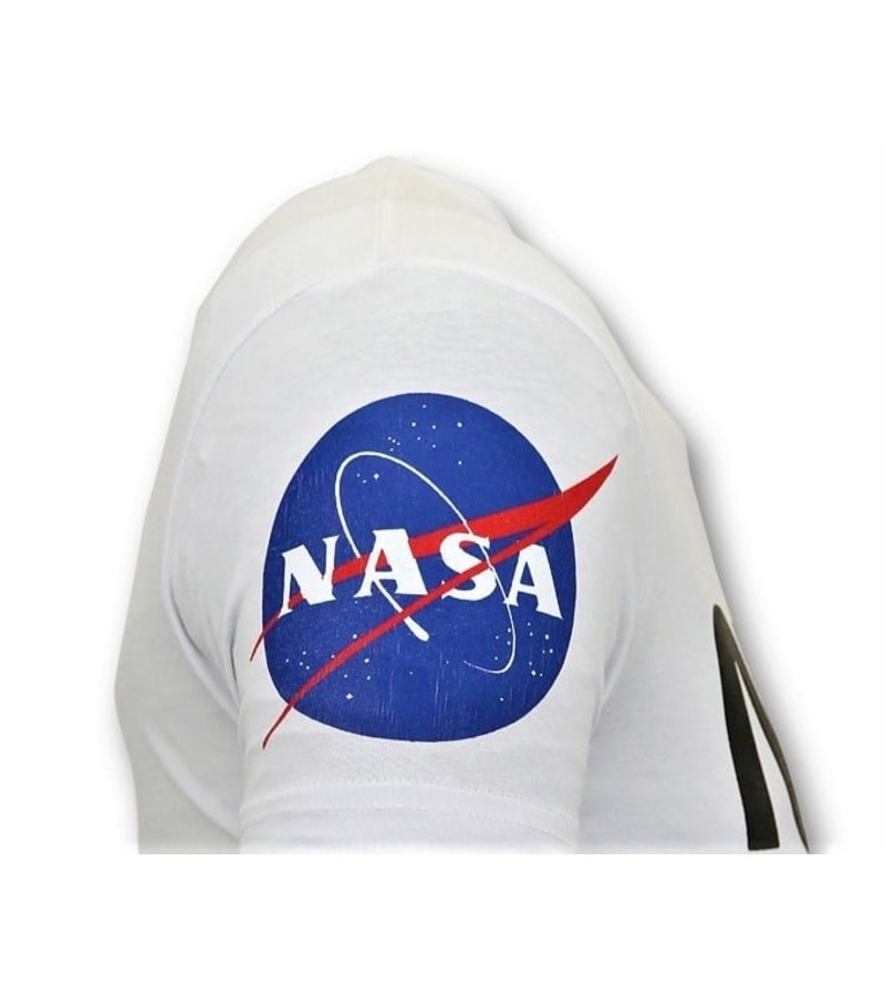 Local Fanatic T-shirt Män med Push - Nasa amerikanska flaggan tröja - vit