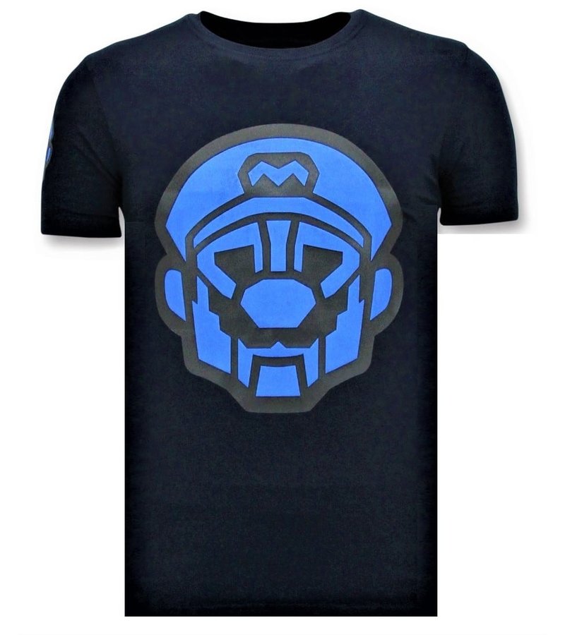 Local Fanatic Mens T-shirt Print - Mario Neon Seal - Blå