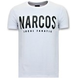 Local Fanatic T-shirt Män med Push - Narcos Pablo Escobar - Vit