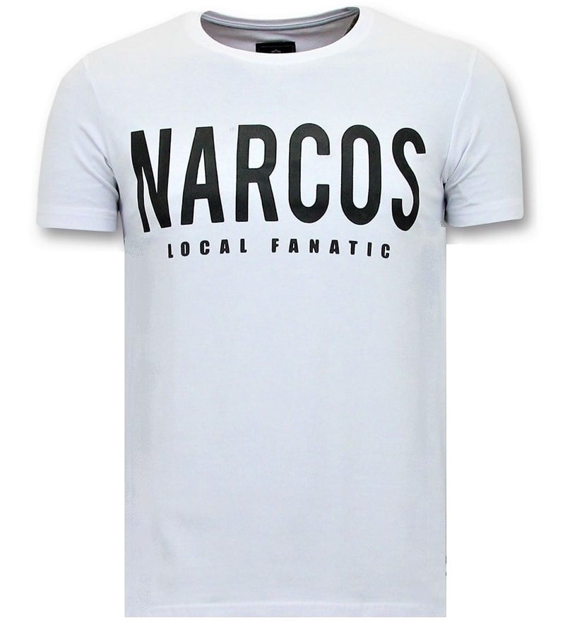 Local Fanatic T-shirt Män med Push - Narcos Pablo Escobar - Vit