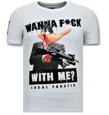 Local Fanatic Cool T-shirt Män - Andjakt Gun - 11-6368W - Vit