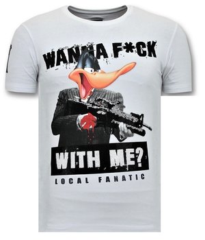 Local Fanatic Cool T-shirt Män - Andjakt Gun - 11-6368W - Vit