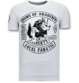 Local Fanatic Exklusiv Män T shirt tryck - Sons of Anarchy MC - 11-6369W - Vit