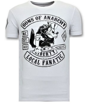 Local Fanatic Exklusiv Män T shirt tryck - Sons of Anarchy MC - 11-6369W - Vit